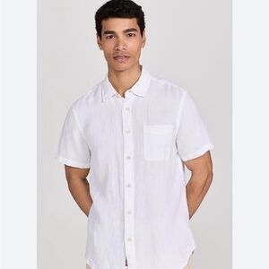 Faherty Mens Palma White Linen Button Down Shirt Size XL Short Sleeve